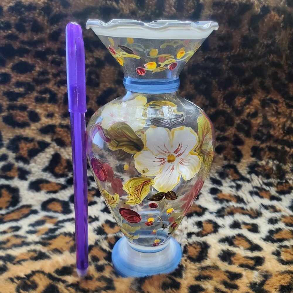 Tracy Porter Hand Painted Glass Bud Vase